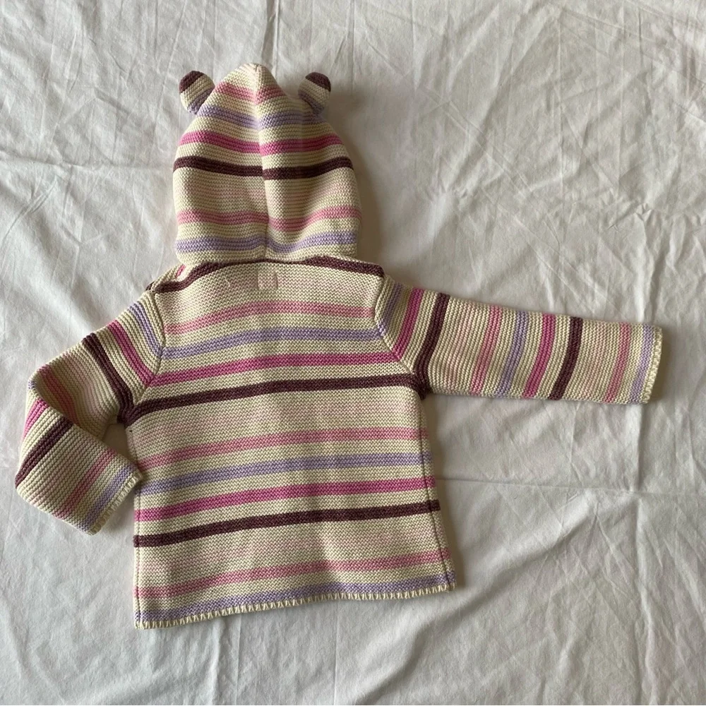 GAP Baby Kids Sweater Hoodie Cardigan Knit Button Down Cotton Pink Purple 12 18
